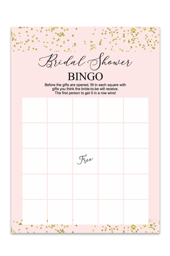 Blush And Confetti Printable Bridal Shower Bingo Chicfetti