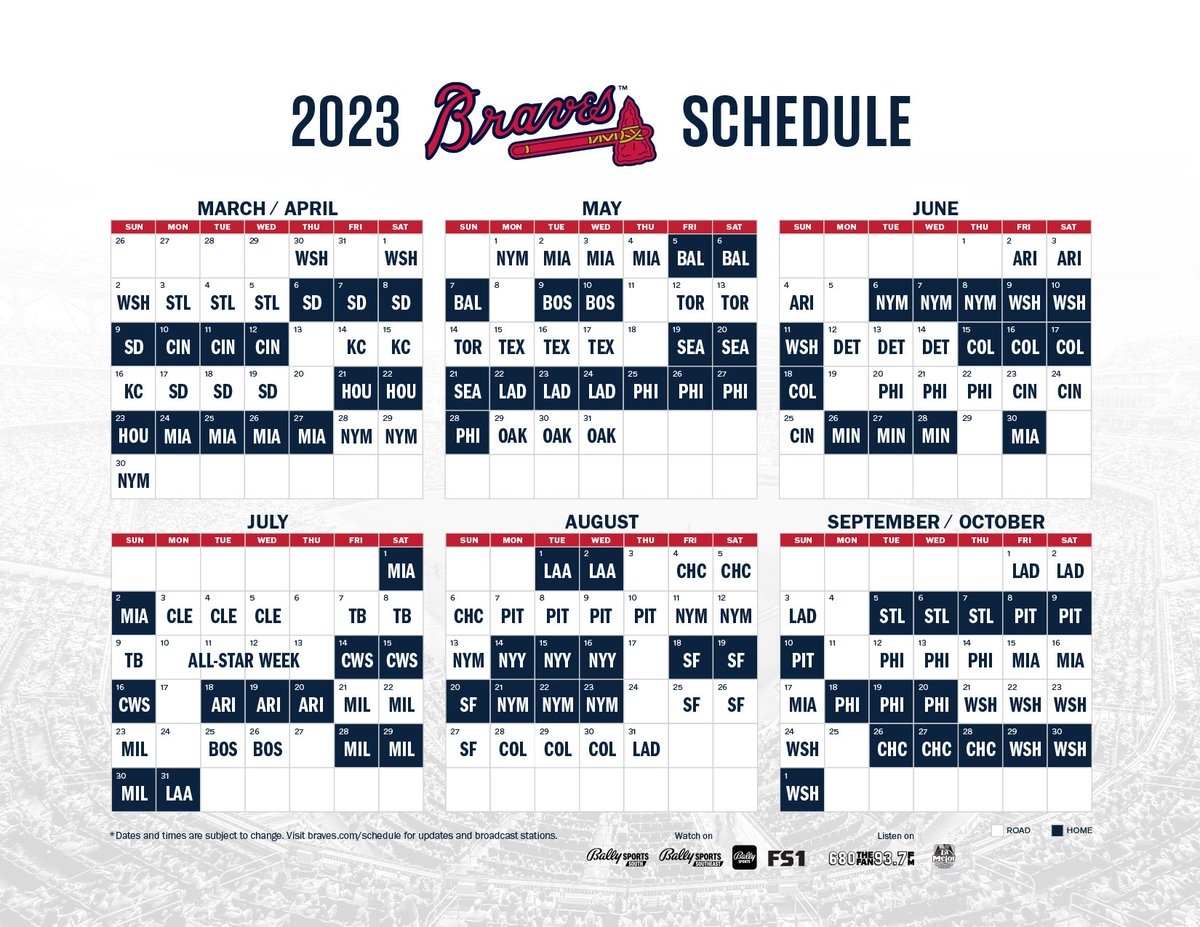 Atlanta Braves Schedule 2023 Printable