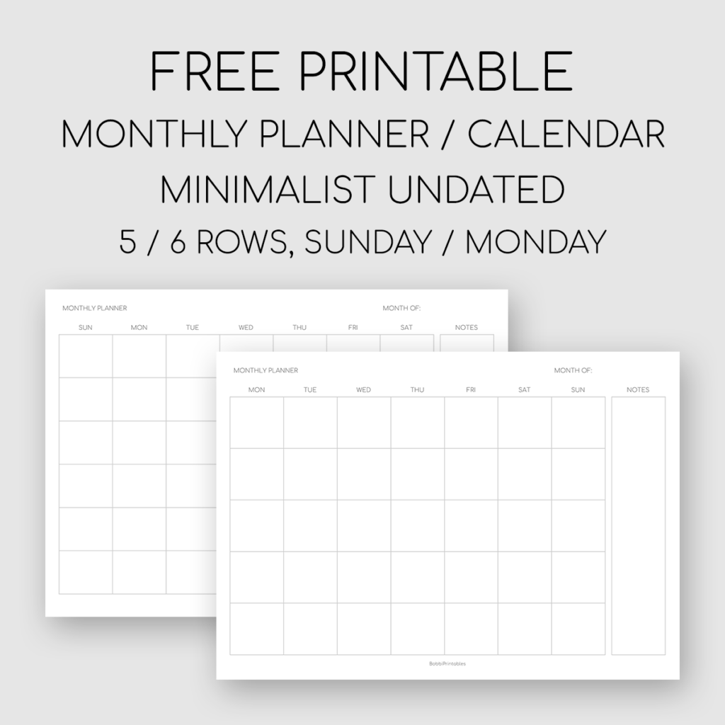 Printable Monthly Planner Free