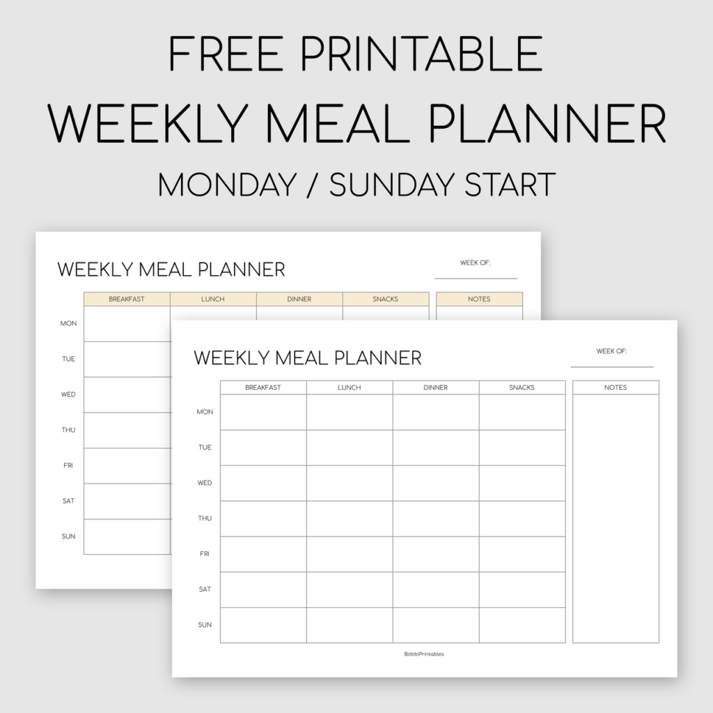 Weekly Meal Planner Free Printable - Free Printable Templates