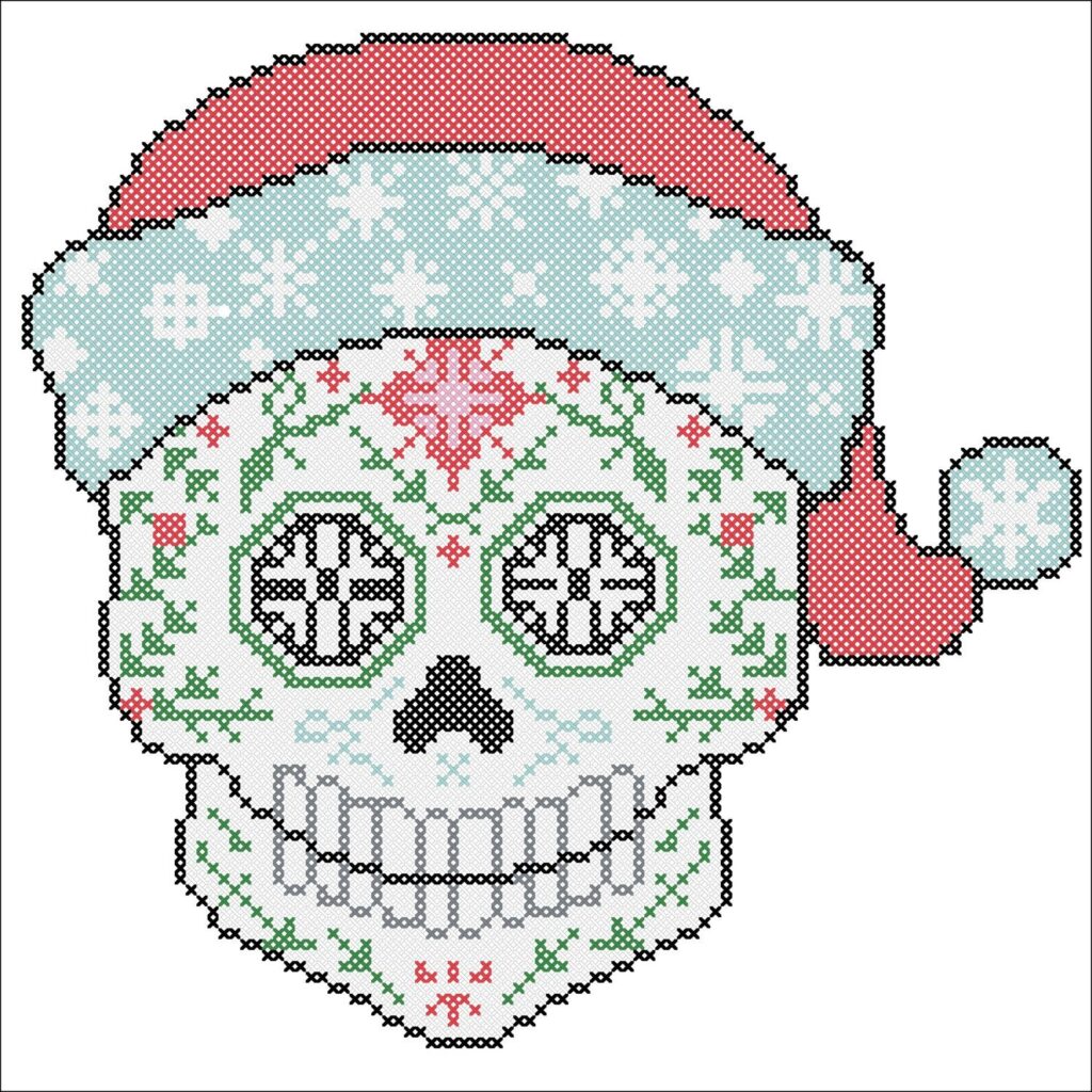BOGO FREE Cross Stitch SUGAR Skull Santa Fun Christmas pdf Cross Stitch Pattern Pattern Instan Borduren Kruissteek Kruissteekpatroon Kerst Kruissteken