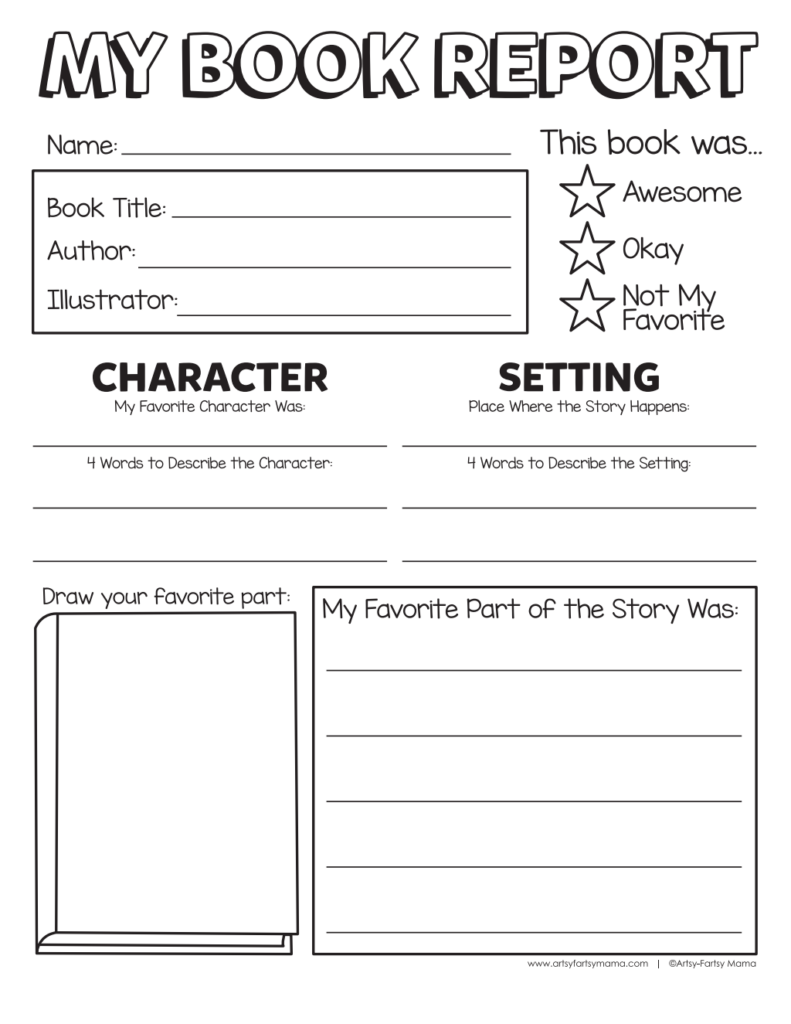 Free Printable Kindergarten Book Report Form
