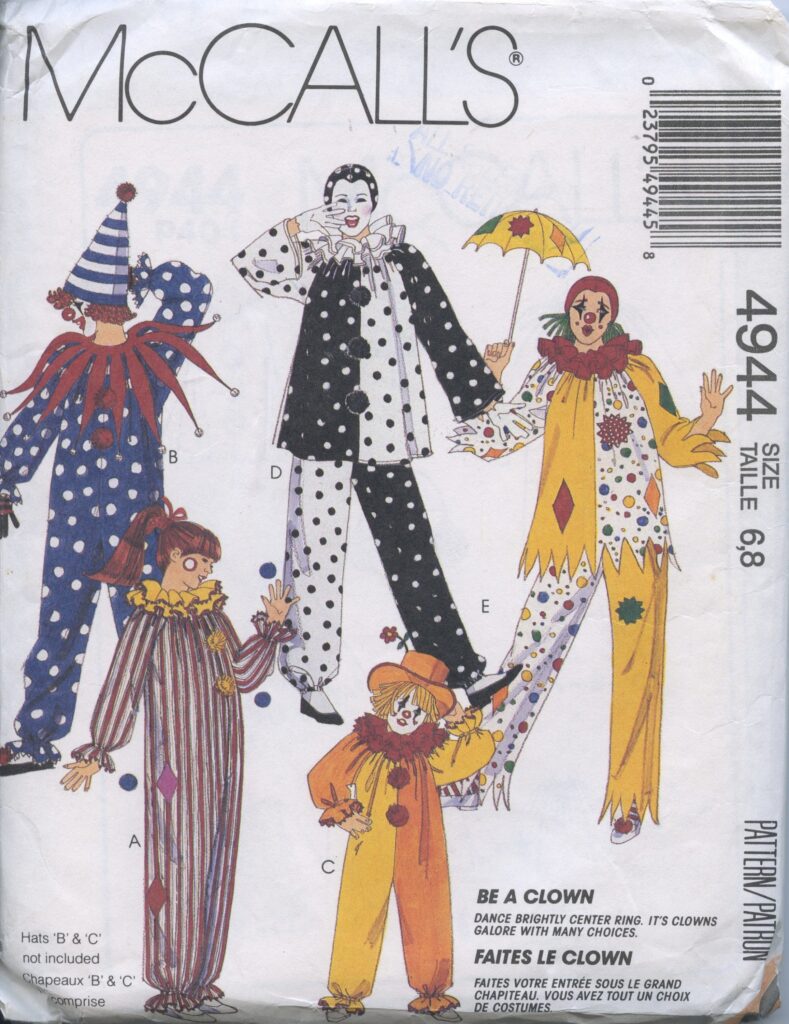 Boys And Girls Clown Costume Pattern Mccall s Etsy