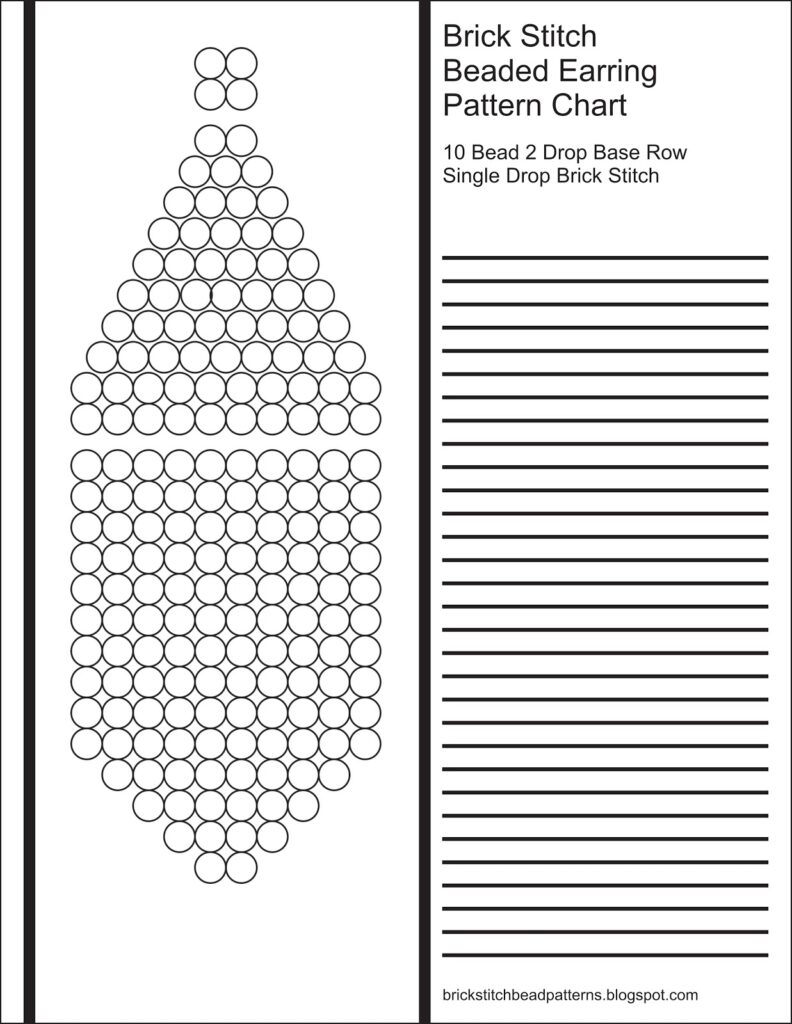 Brick Stitch Bead Patterns Journal 10 Bead 2 Drop Base Row Blank Beaded Earring Pattern Chart