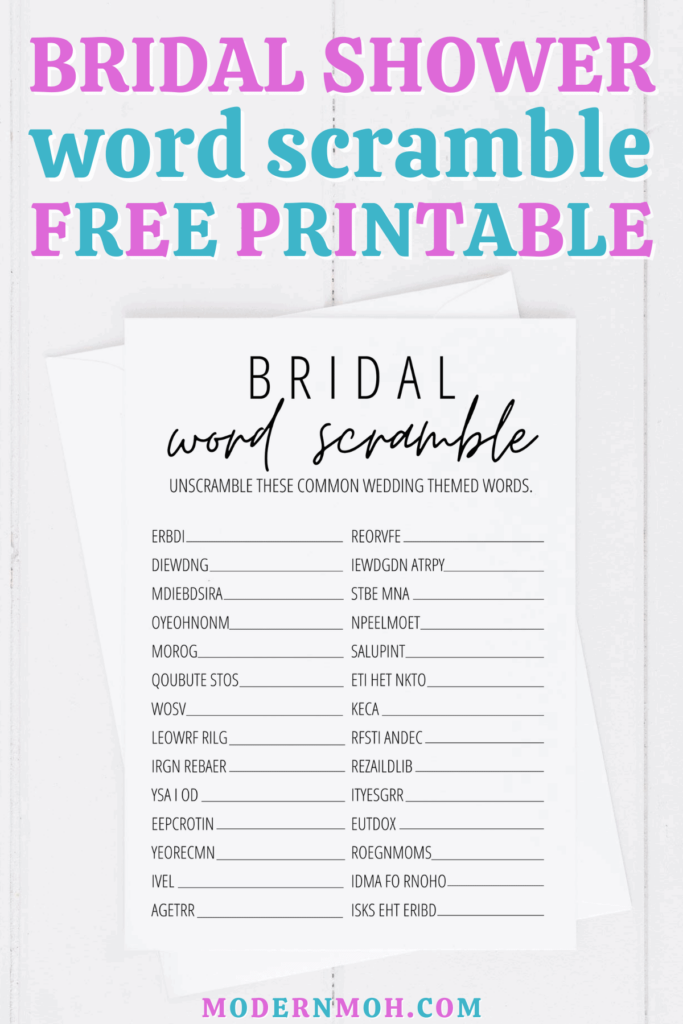 Bridal Shower Word Scramble Free Printable Bridal Shower Word Scramble Printable Fun Bridal Shower Games