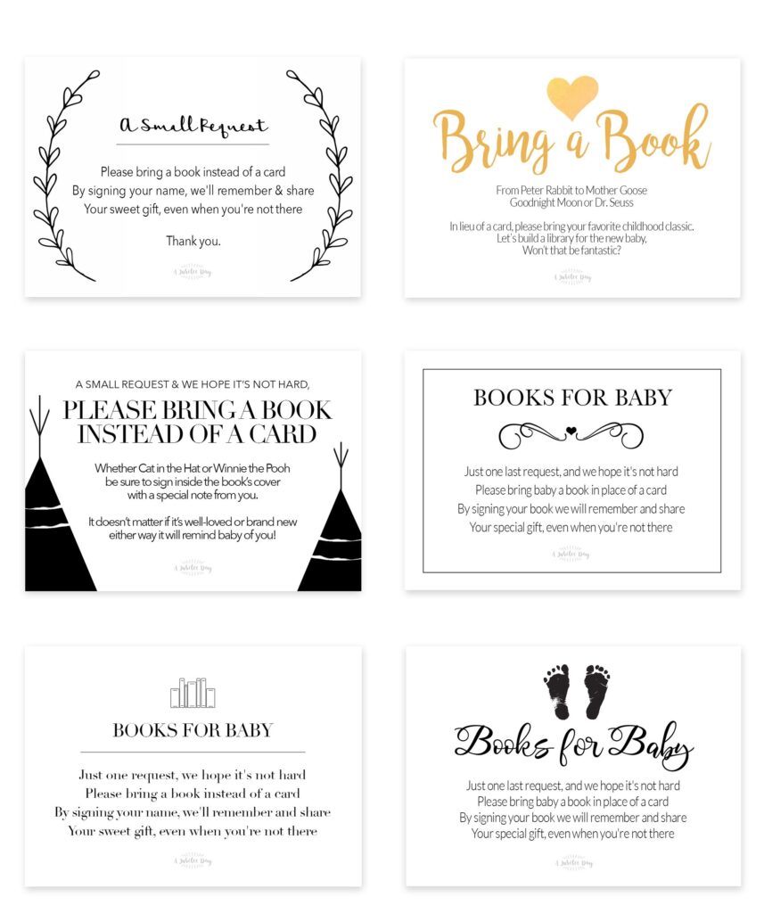 Bring A Book Instead Of Card Free Printable A Jubilee Day Baby Shower Printables Baby Shower Book Free Baby Shower Printables