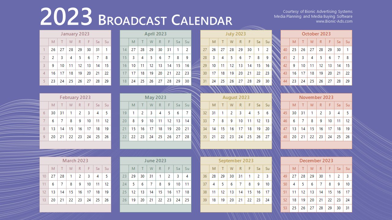Printable 2023 Broadcast Calendar Free Printable Templates