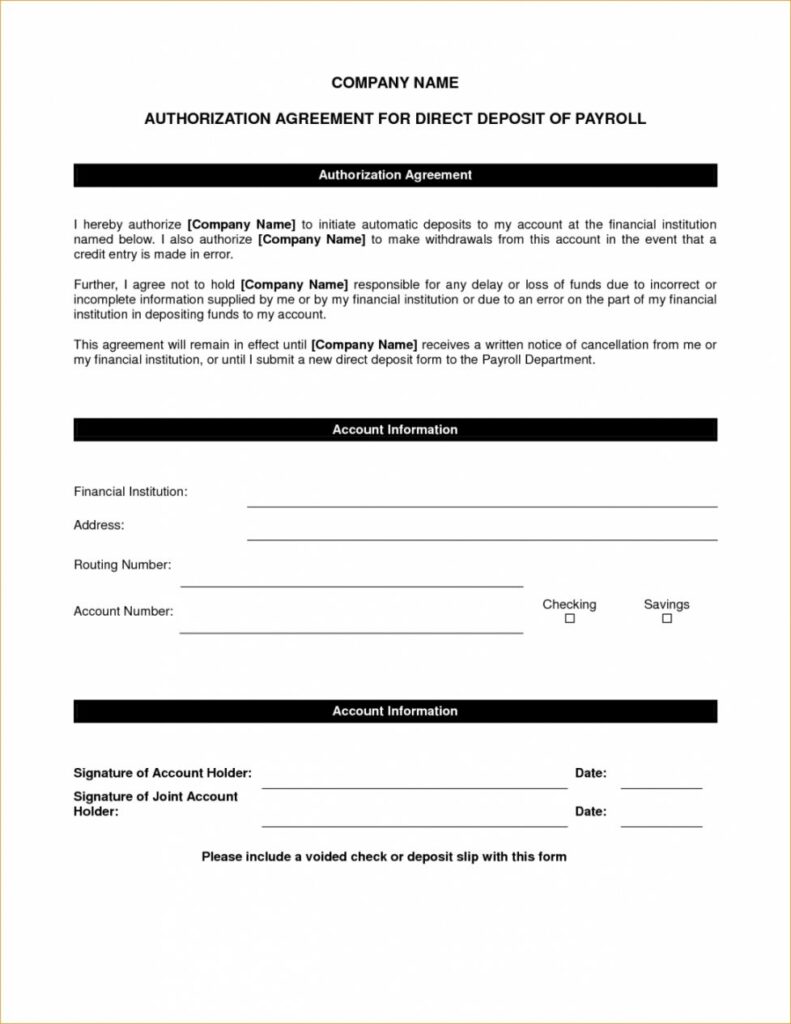 Free Printable Direct Deposit Form