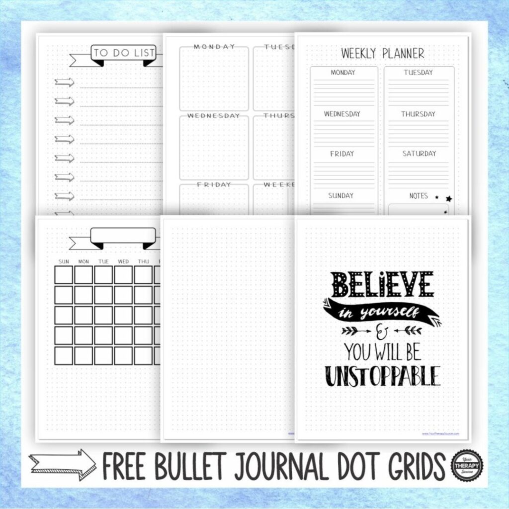 Bullet Journal Dot Grid Printable Journal Pages FREE Your Therapy Source