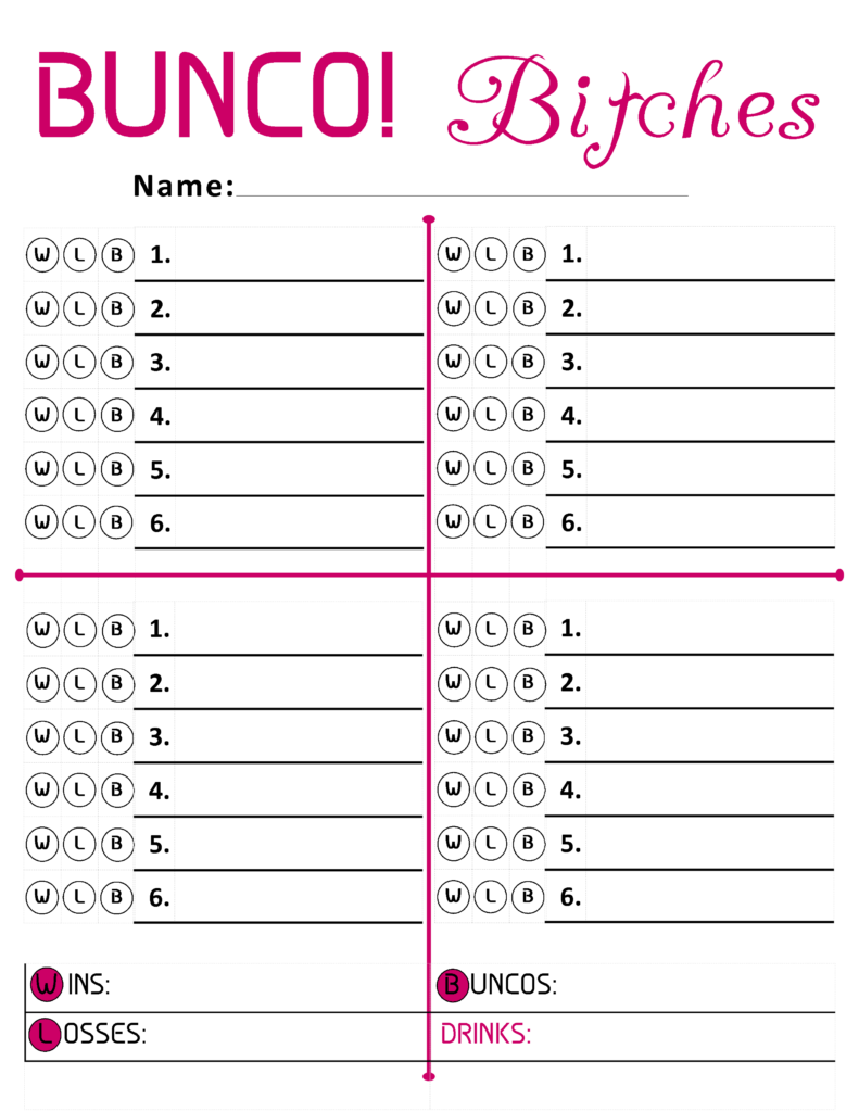 Bunco Score Cards PDF pdf Bunco Bunco Score Sheets Bunco Party