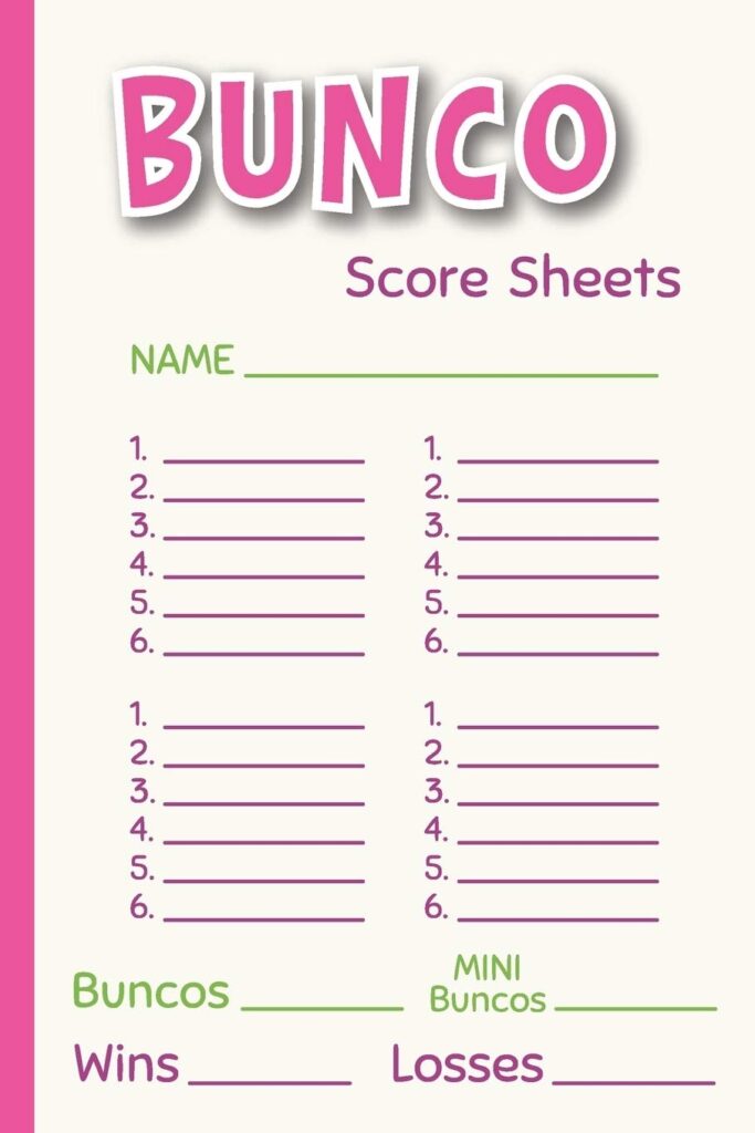 Bunco Score Sheets Free Printable