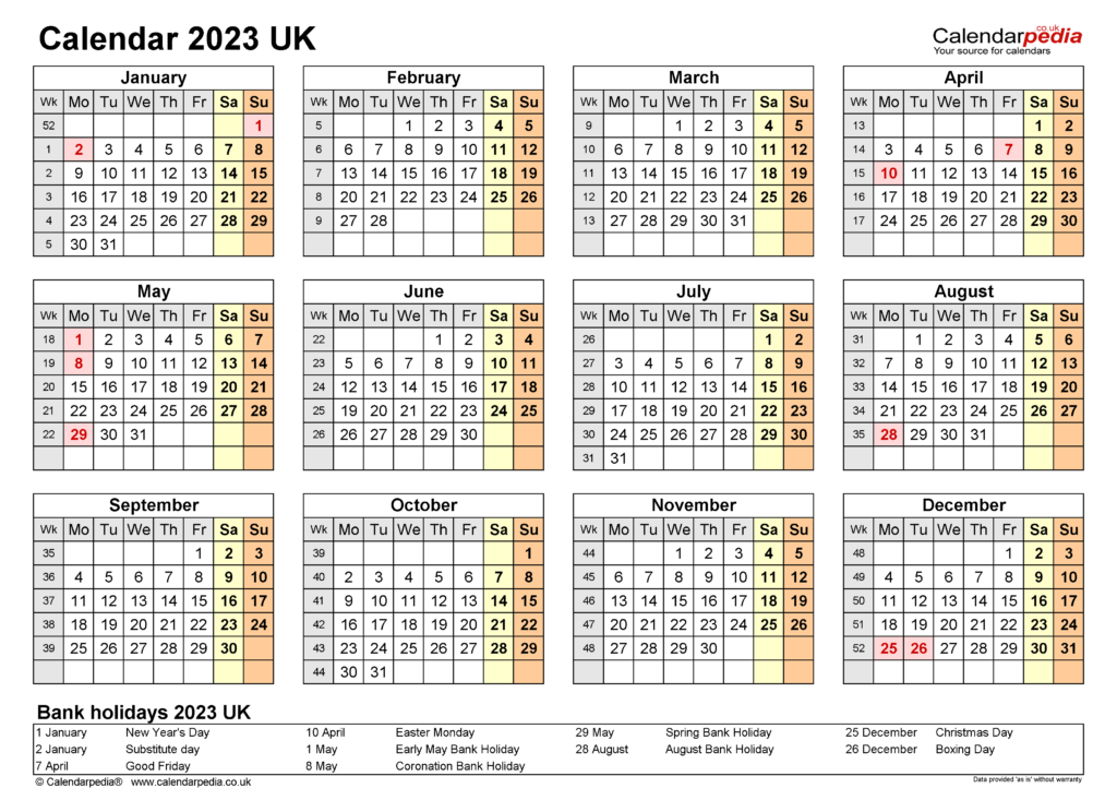 2023 Calendar Uk Printable - Free Printable Templates