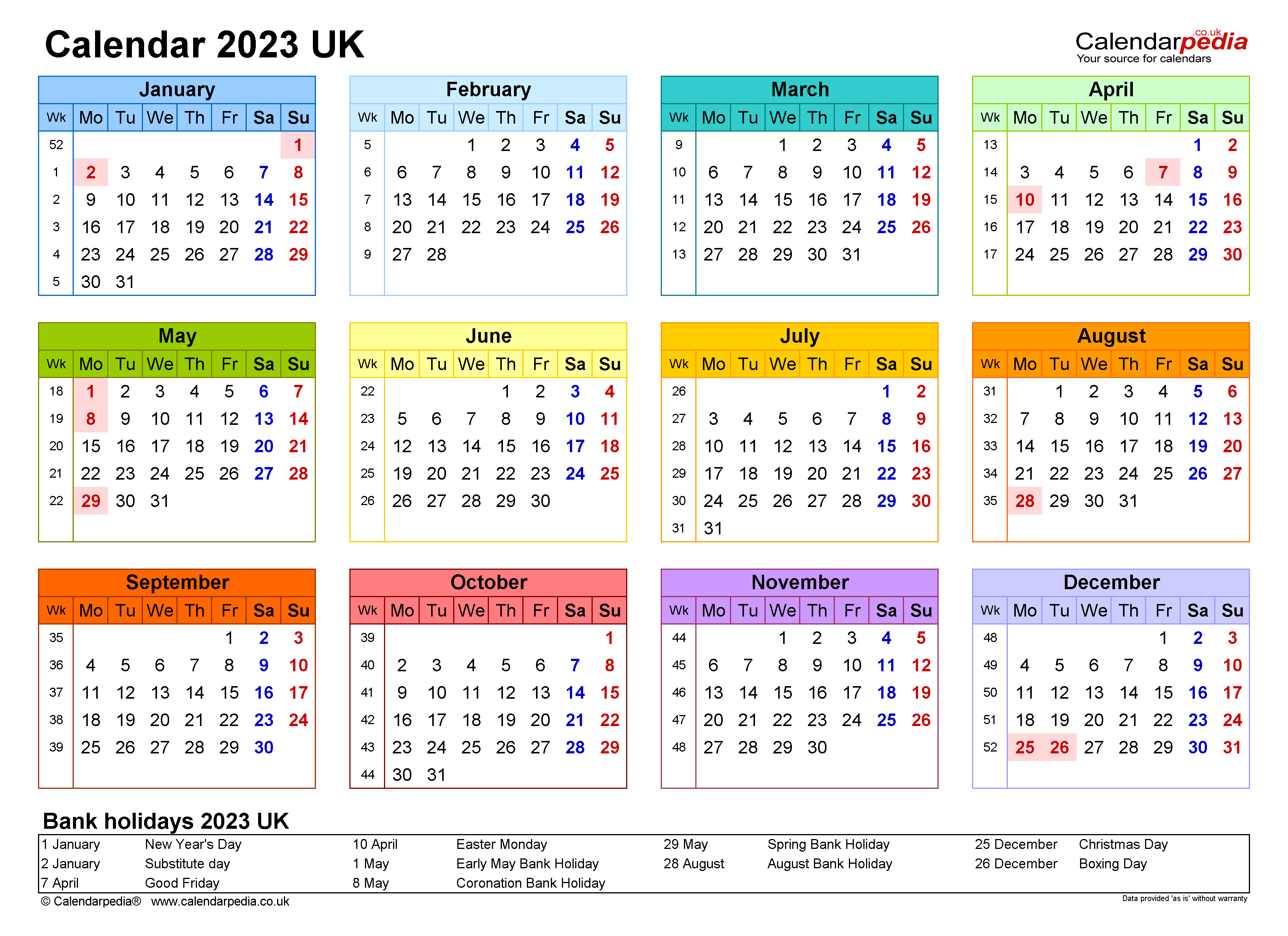 2023 Calendar Uk Printable