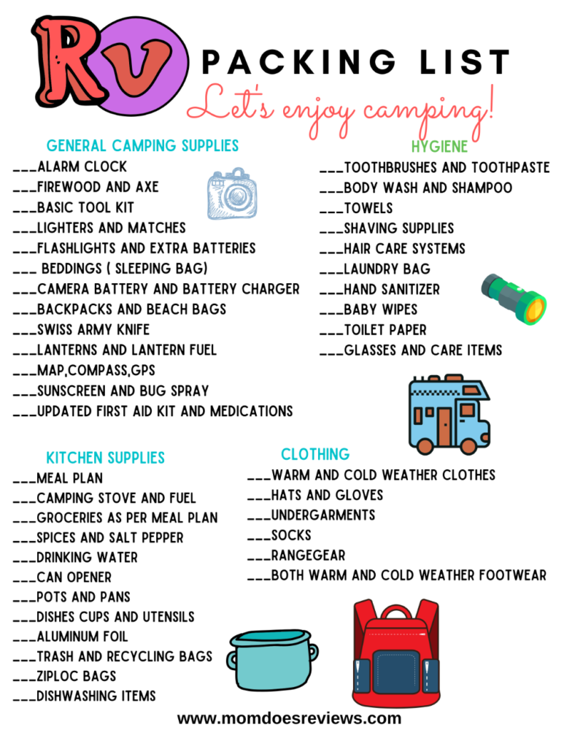 Free Printable Rv Camping Checklist