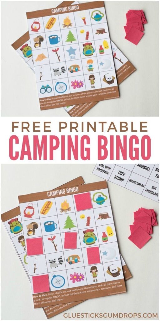 Camping Bingo Free Printable Cards Camping Bingo Camping Crafts Free Printable Cards