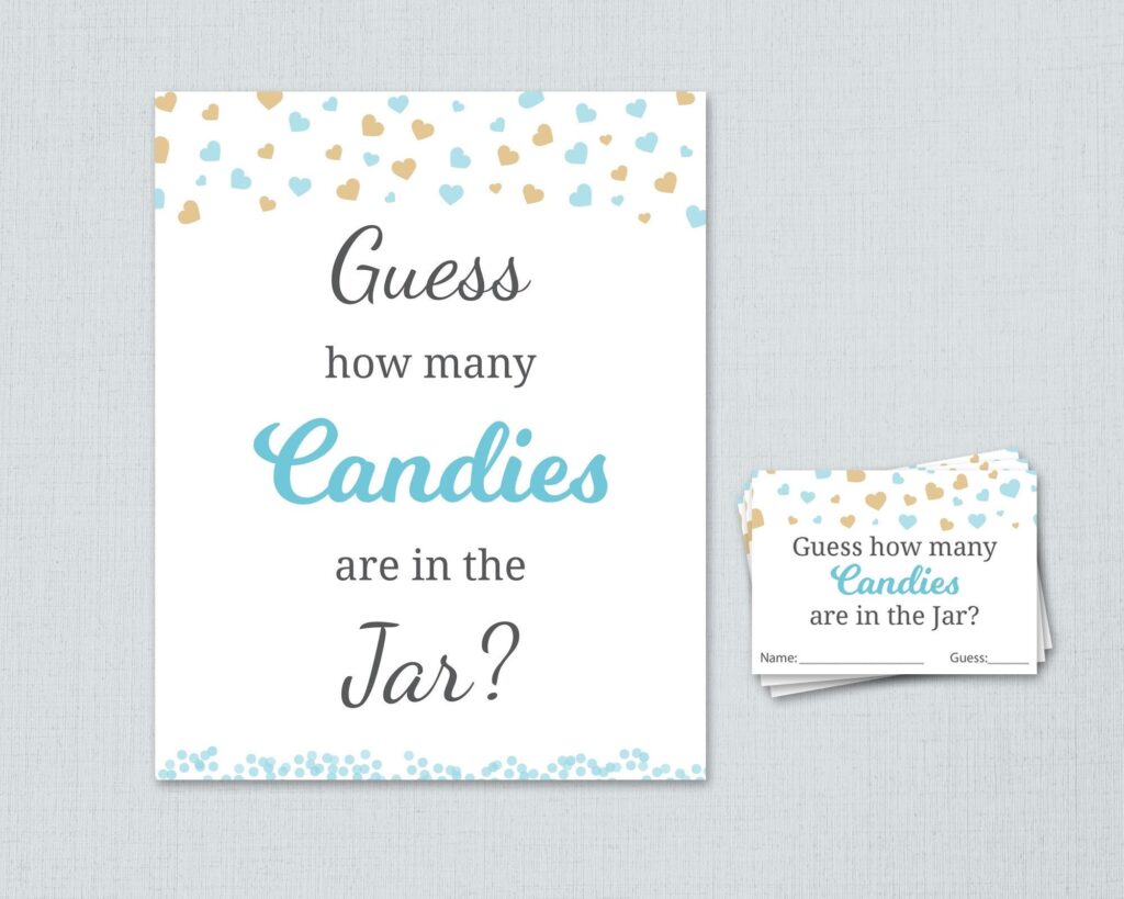 Candy Guessing Game Boy Baby Shower Games Printable Hearts Etsy