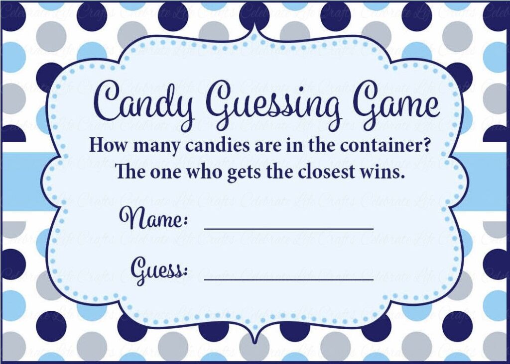 Candy Guessing Game Printable Download Navy Gray Whale Baby Shower Game B15007 Candy Guessing Game Ladybug Baby Shower Christmas Baby Shower
