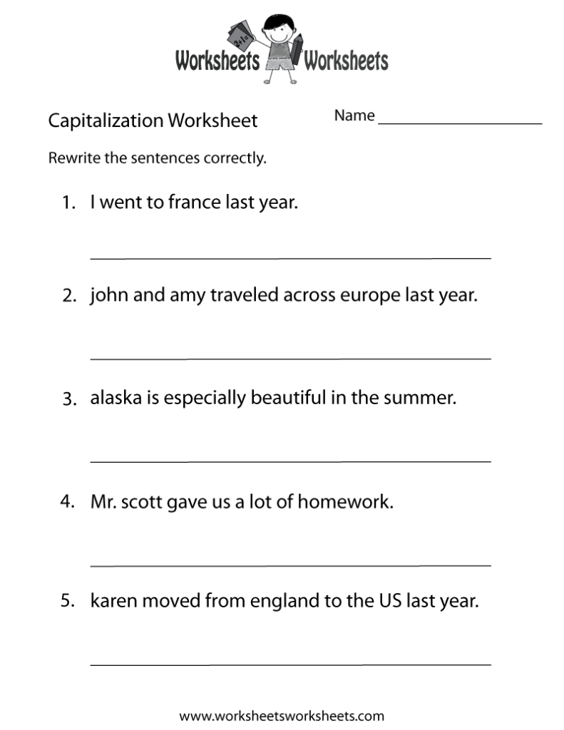 Capitalization Worksheets Capitalization Practice Worksheet Free Printable Educatio Capitalization Worksheets English Grammar Worksheets Grammar Worksheets