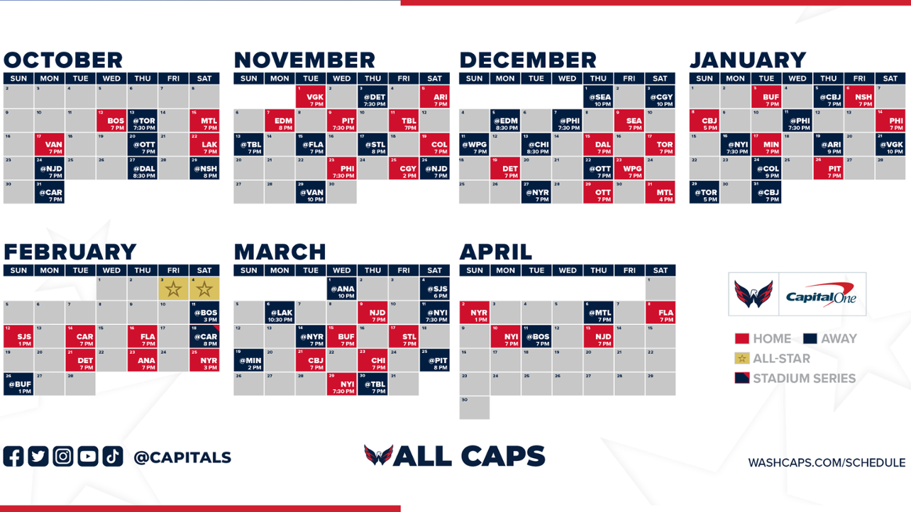 Capitals Announce 2022 23 Regular Season Schedule