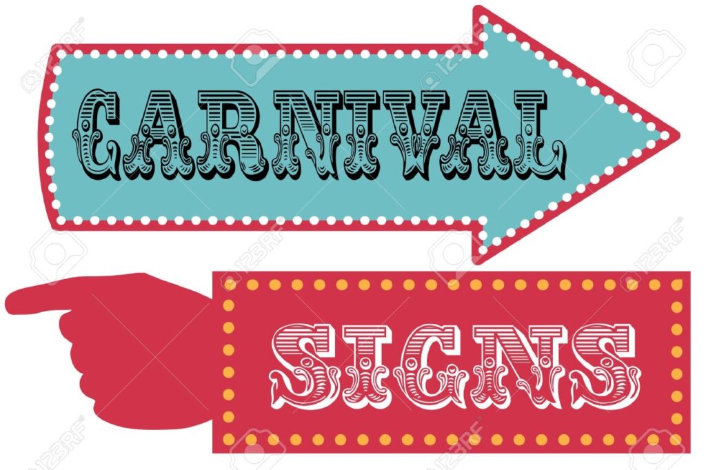 Carnival Sign Template Direction Signs With Arrow And Pointing Hand Royalty Free SVG Cliparts Vectors And Stock Illustration Image 40011513 
