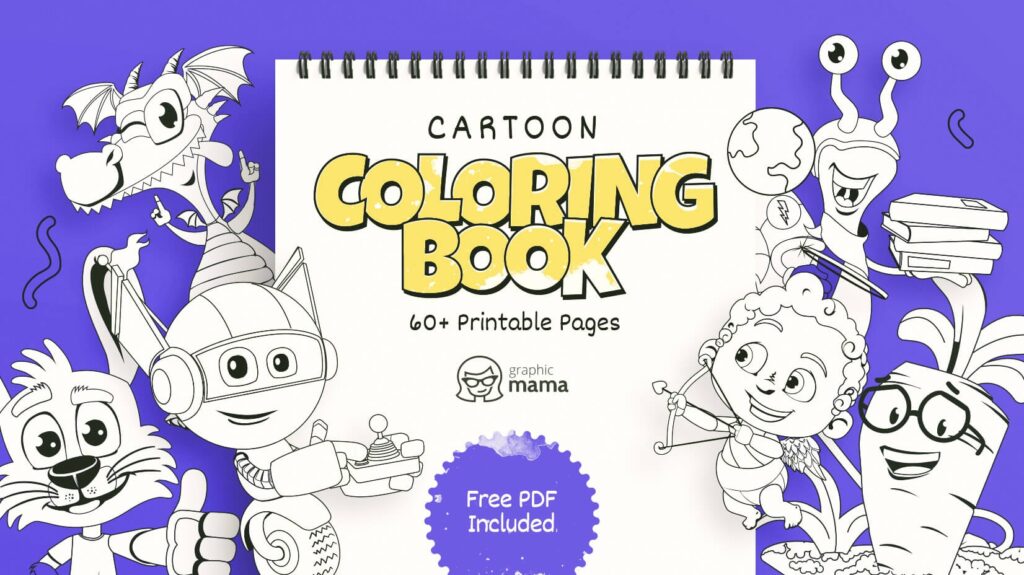 Cartoon Coloring Book 60 Free Printable Pages PDF By GraphicMama