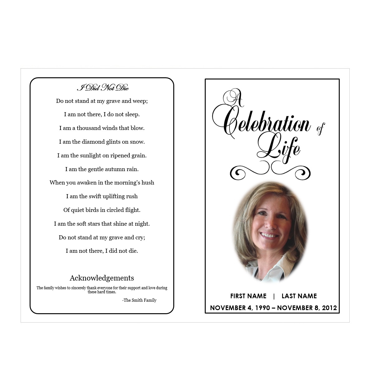 Free Printable Celebration Of Life Program Template - Free Printable ...