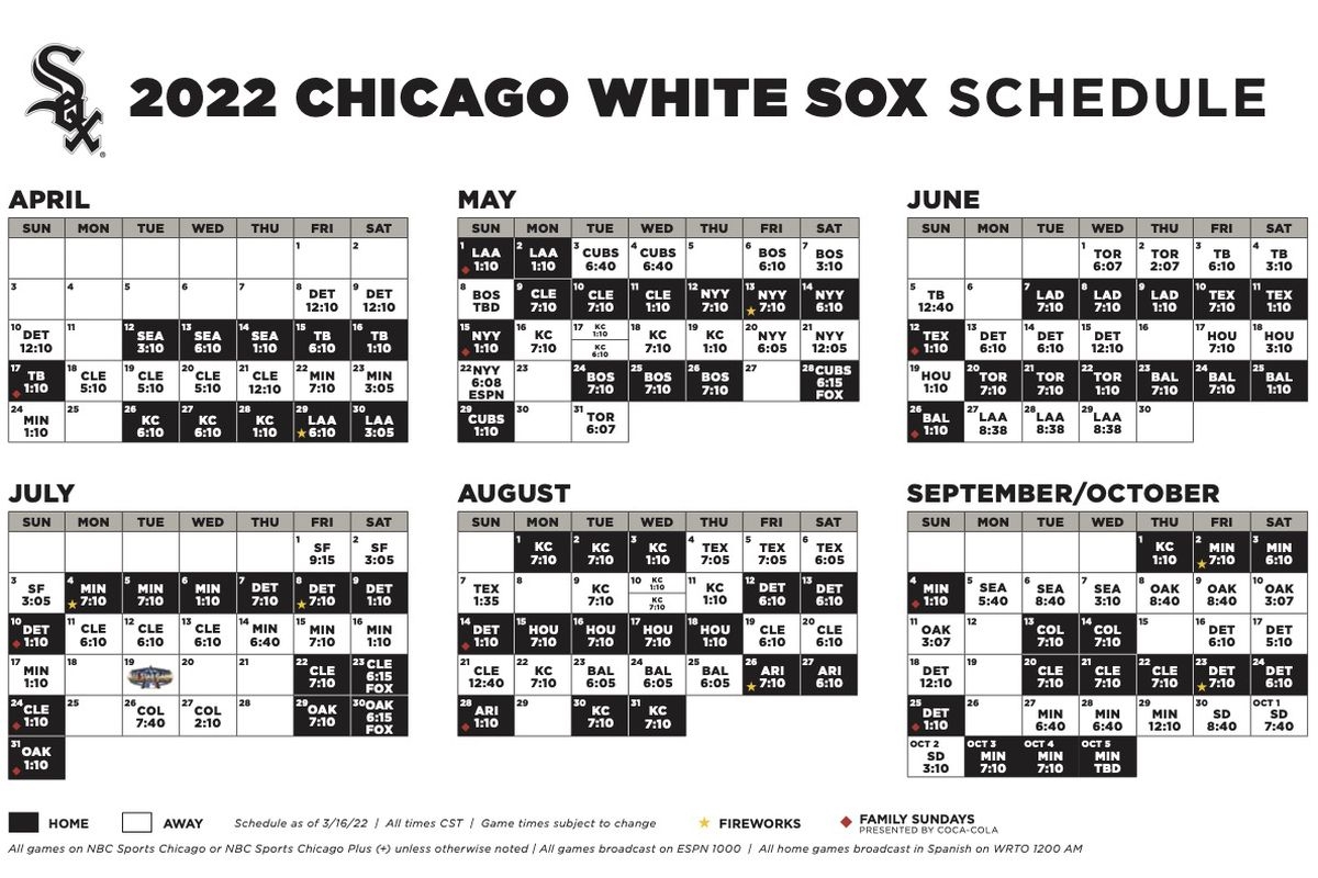 Chicago White Sox Revised 2022 Schedule Is Out South Side Sox