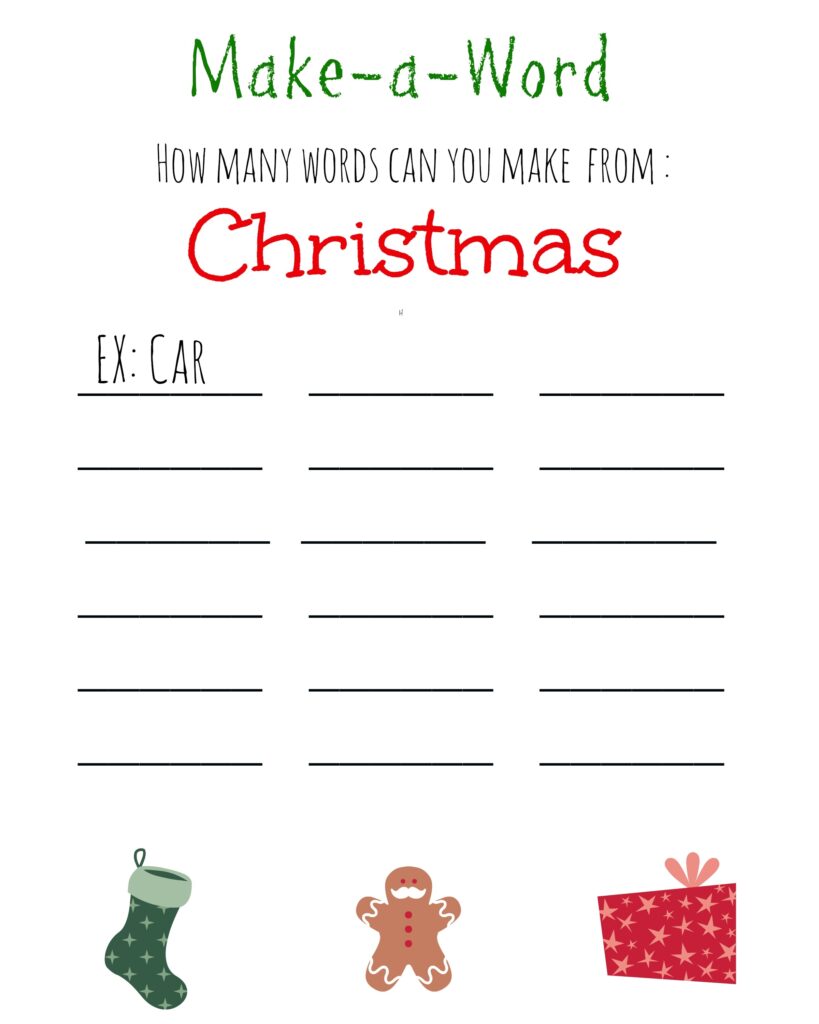 Christmas Games For Kids FREE Printable Christmas Make A Word Game A Thrifty Mom Recipes Crafts DIY And More