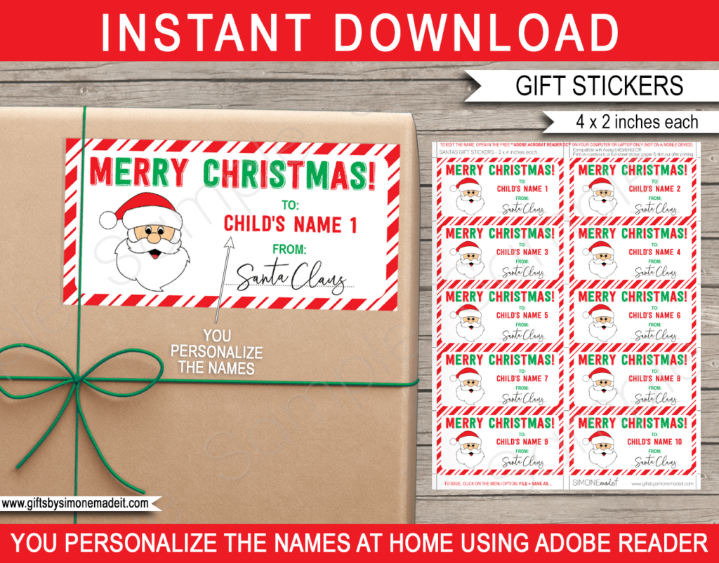 Free Printable Editable Christmas Gift Tags From Santa