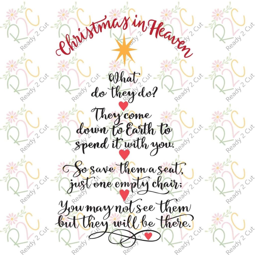 Christmas In Heaven Tree 3 Design Set Memory Decoration SVG Etsy Christmas In Heaven Christmas In Heaven Poem Heaven Poems
