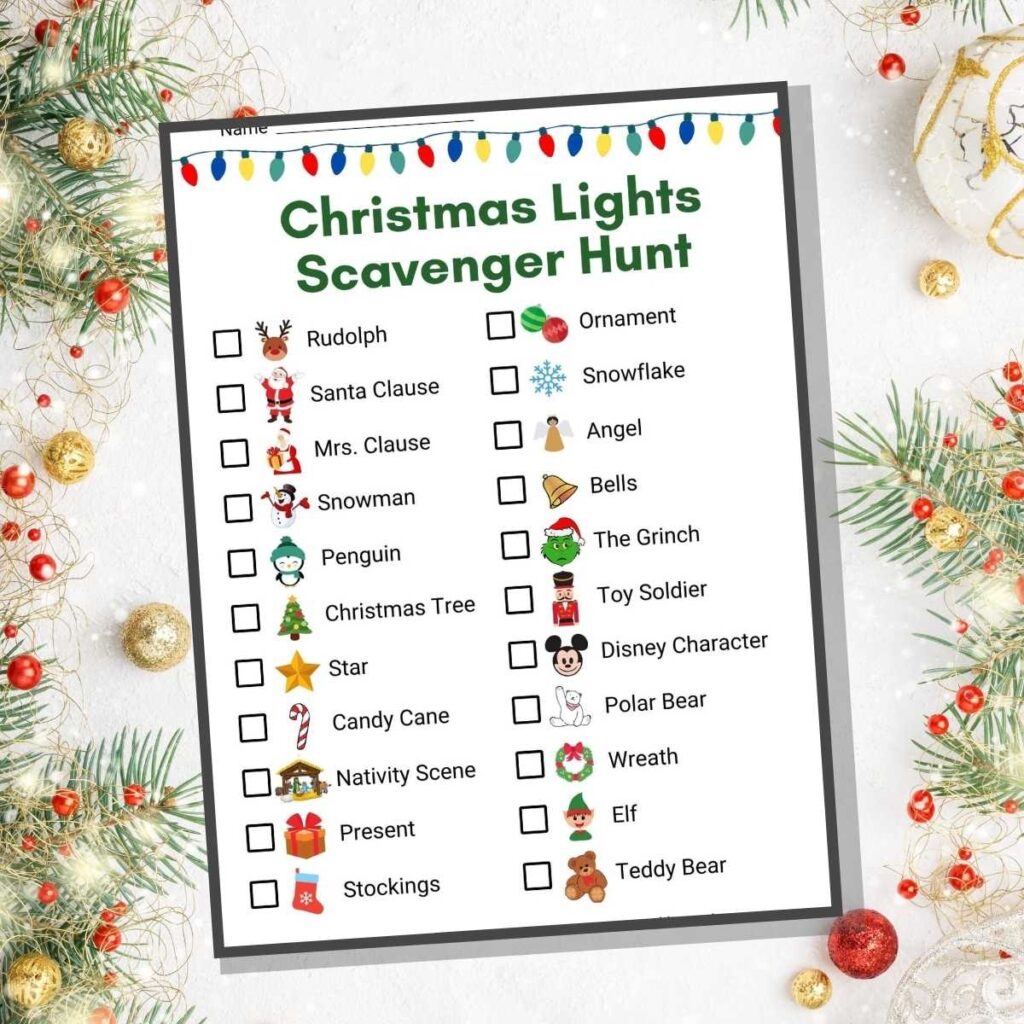Christmas Lights Scavenger Hunt With Pictures Literacy Learn