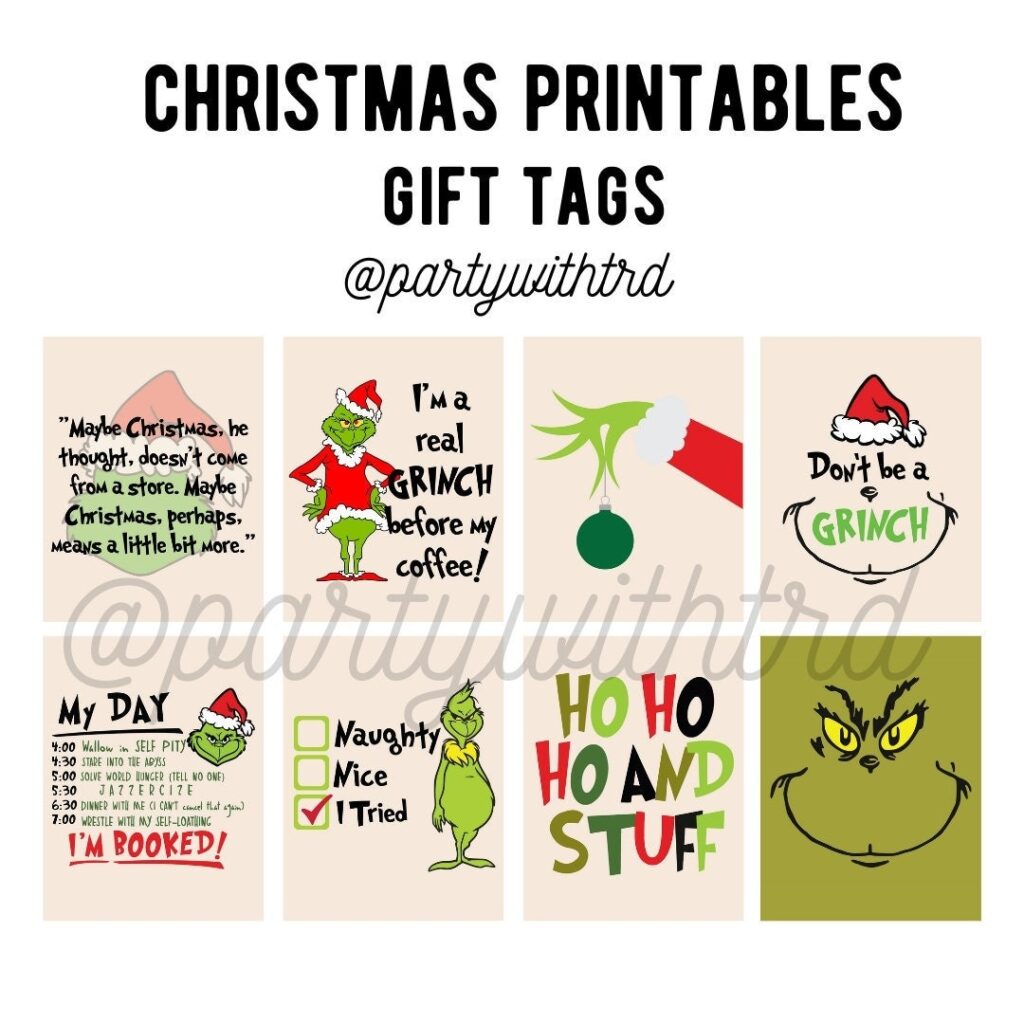 Christmas Printables The Grinch Merry Christmas Git Tags Etsy de