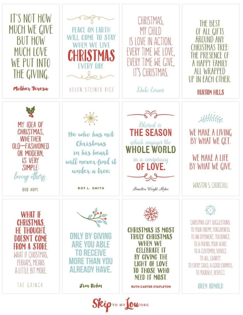 Christmas Quotes FREE Printable Cards Skip To My Lou