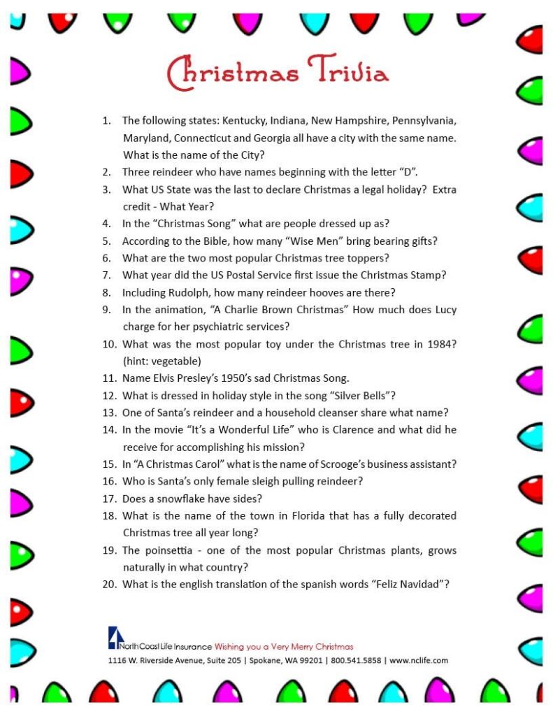 Christmas Trivia Game FREE Printable Christmas Trivia Christmas Trivia Games Christmas Games