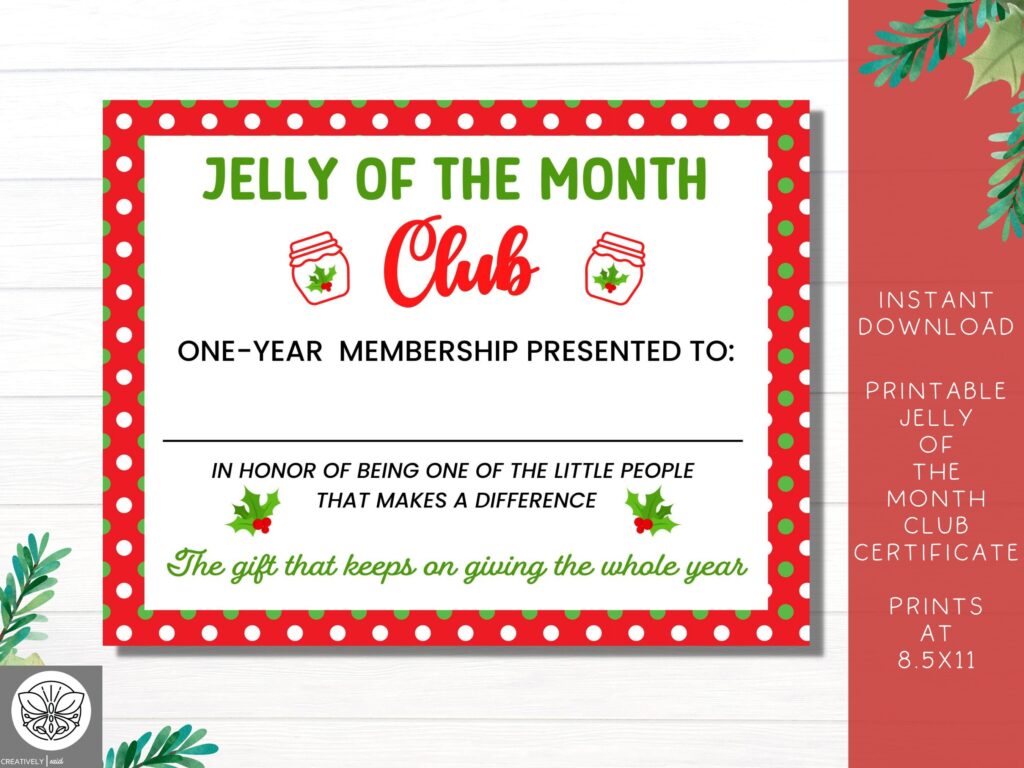 Christmas Vacation Jelly Of The Month Club Certificate Etsy sterreich
