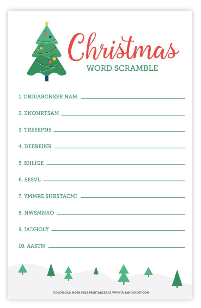 Free Christmas Word Games Printable