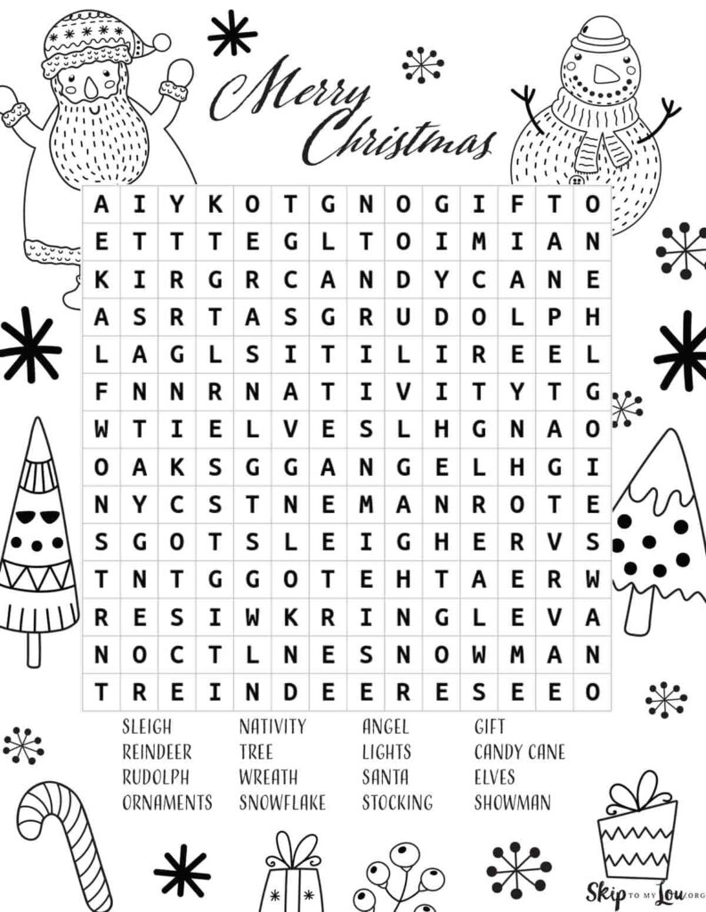 Free Printable Christmas Word Searches