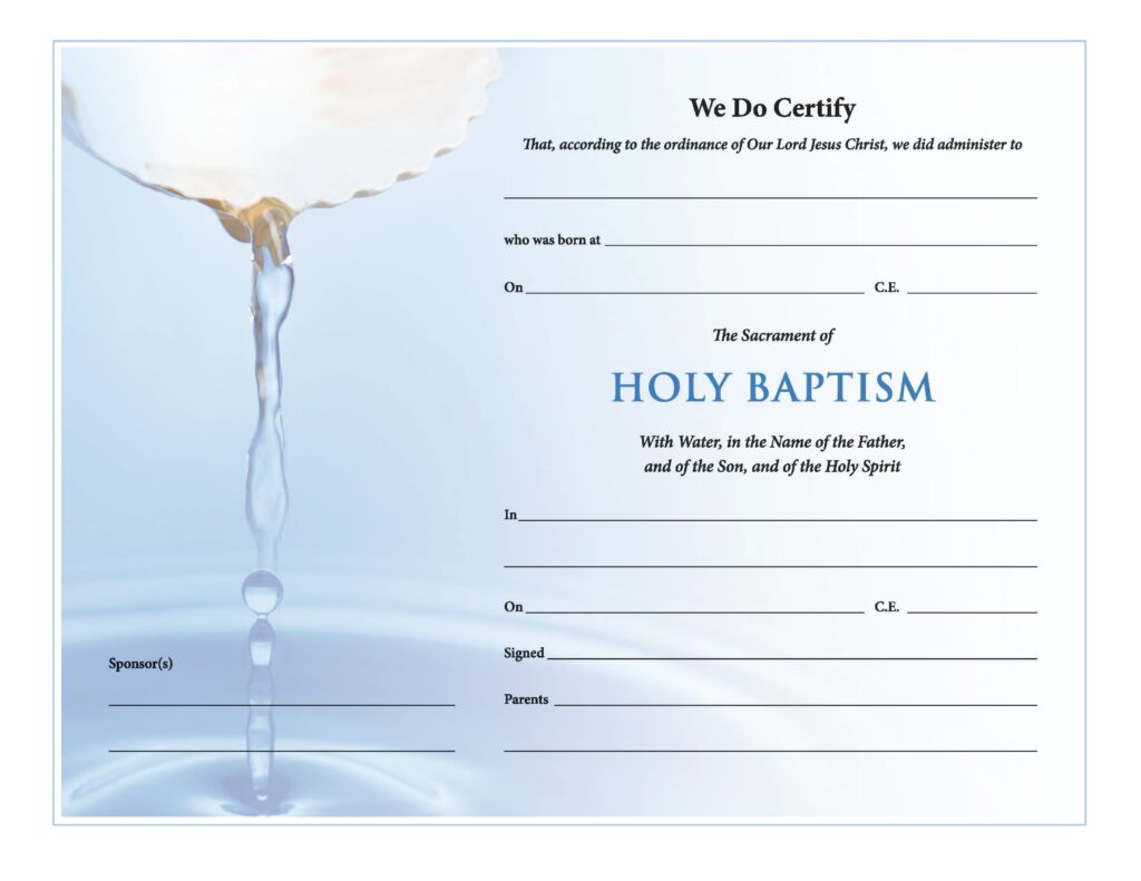 ChurchPublishing Holy Baptism Certificate Download