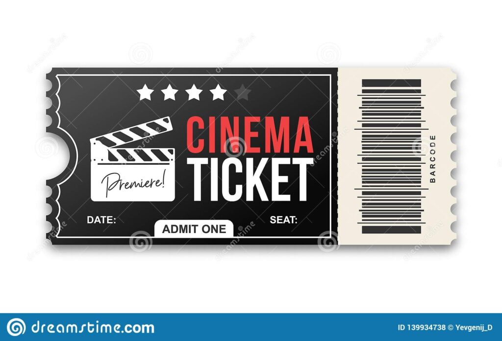 Cinema Ticket On White Background Movie Ticket Template Black And Red Colors Stock Vector Illustration Of Mockup Movie 139934738
