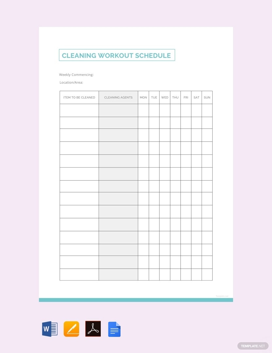 Free Printable Cleaning Schedule Template Excel