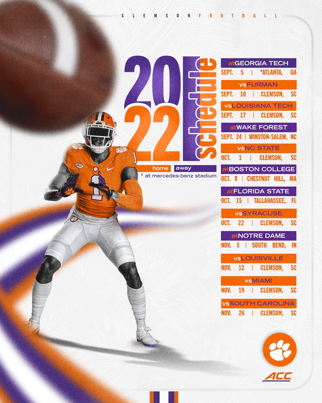 Clemson Announces 2022 Football Schedule Clemson Tigers Official Athletics Site