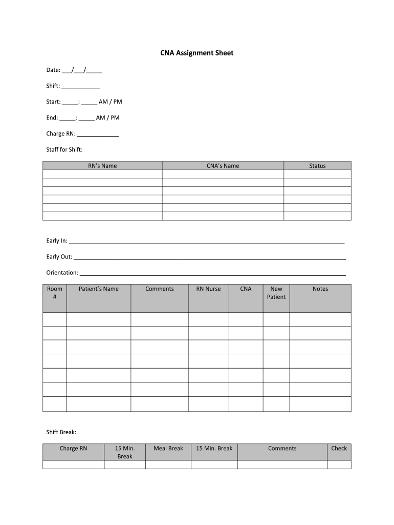 Cna Assignment Sheet Templates Fill Out Sign Online DocHub