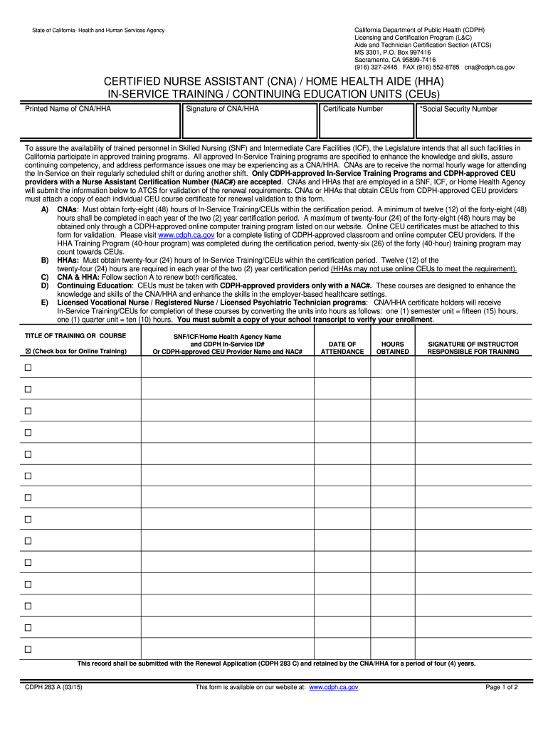 Cna Inservice Hours Form Fill Online Printable Fillable Blank PdfFiller