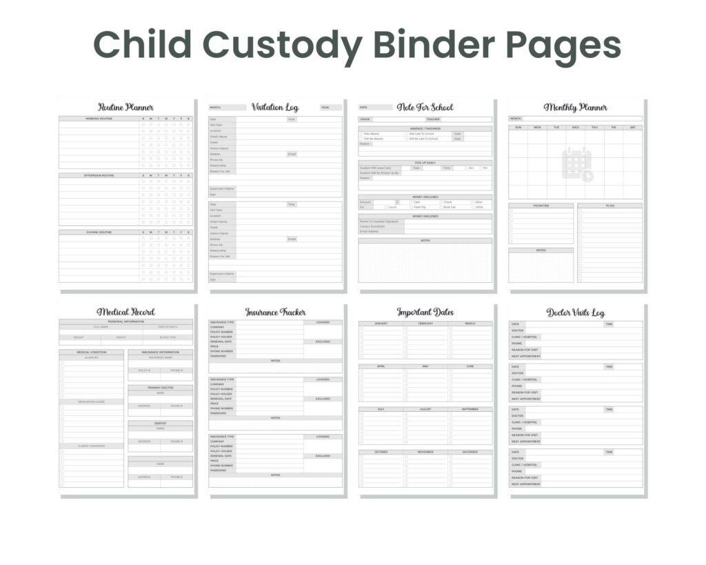 Free Printable Custody Documentation Binder Free Printable Templates