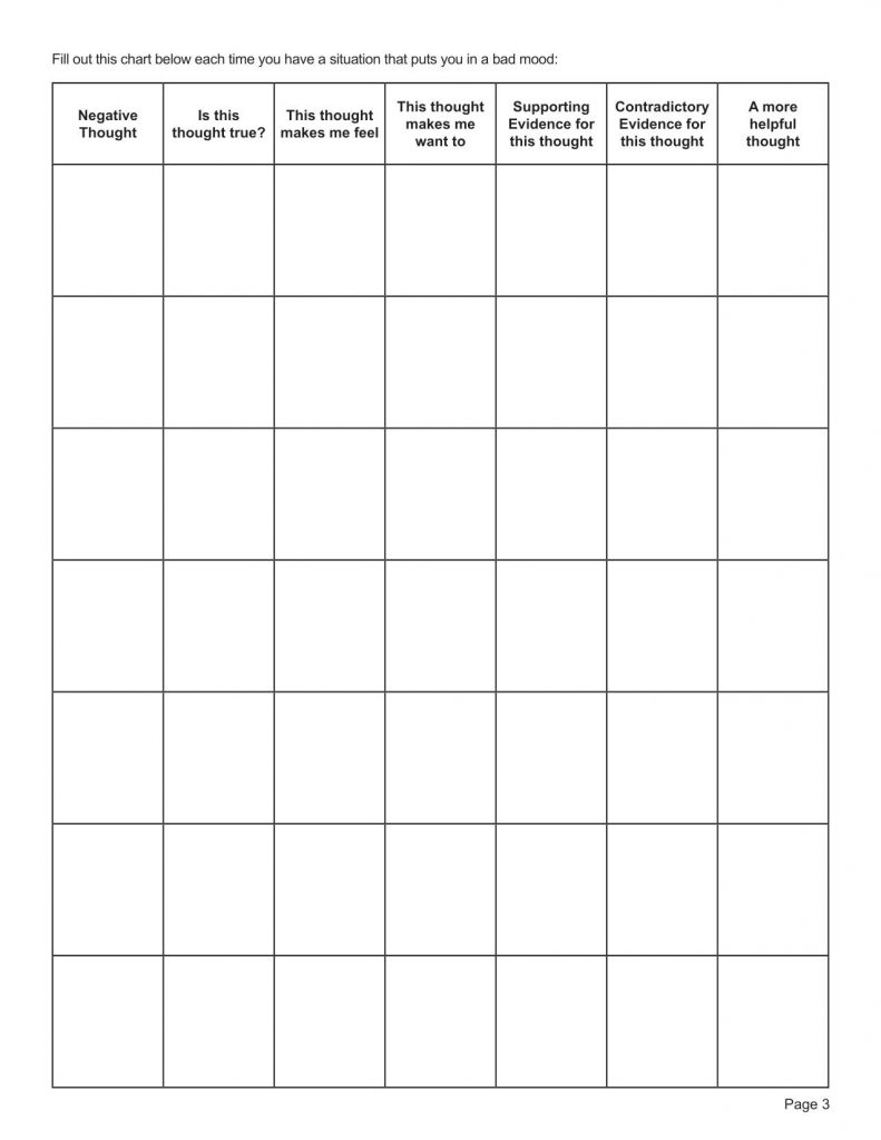 Cognitive Restructuring Worksheet Editable Fillable Printable PDF TherapyByPro