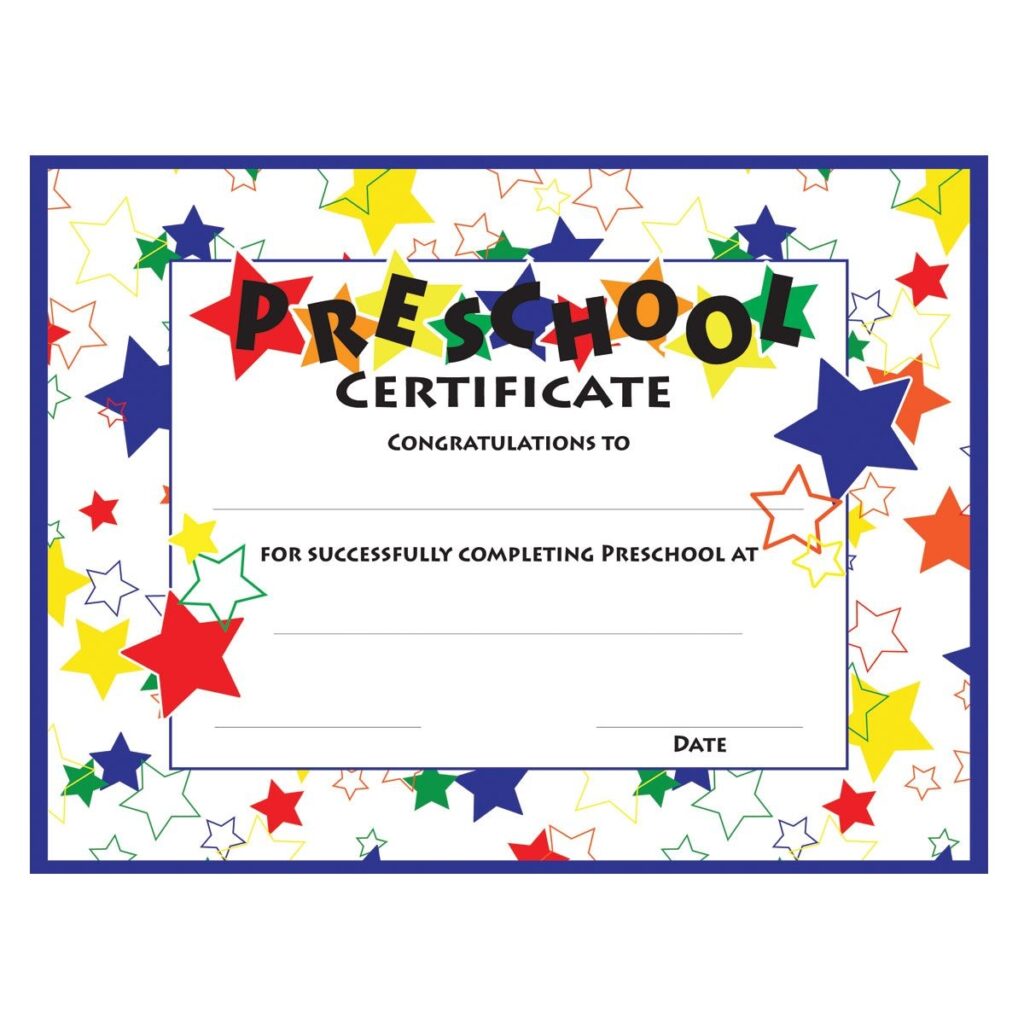 Color Craze Stars Preschool Certificates 30 pkg Graduation Certificate Template Free Printable Certificate Templates Kindergarten Graduation Certificate