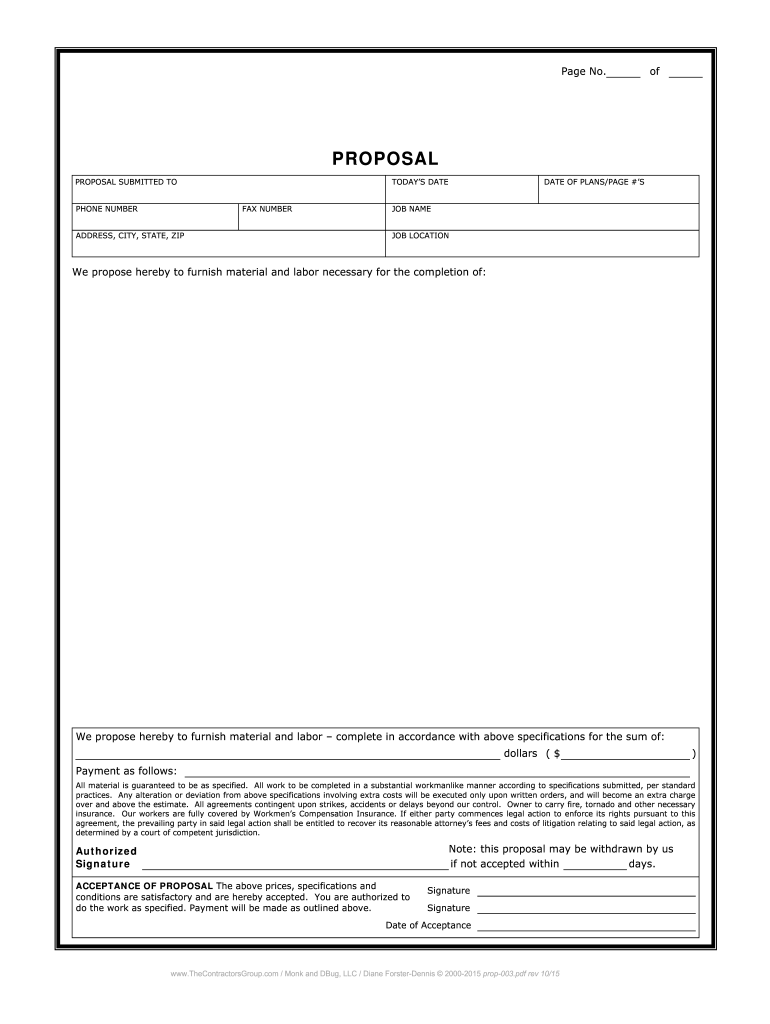 Contractor Proposal Template Fill Online Printable Fillable Blank PdfFiller