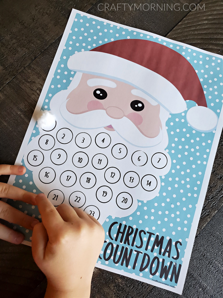 Cotton Ball Santa Beard Christmas Countdown Printable Crafty Morning