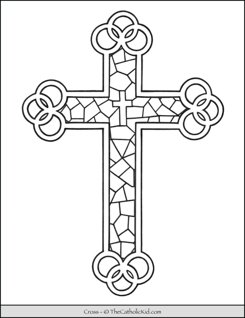 Cross Coloring Page Stained Glass TheCatholicKid