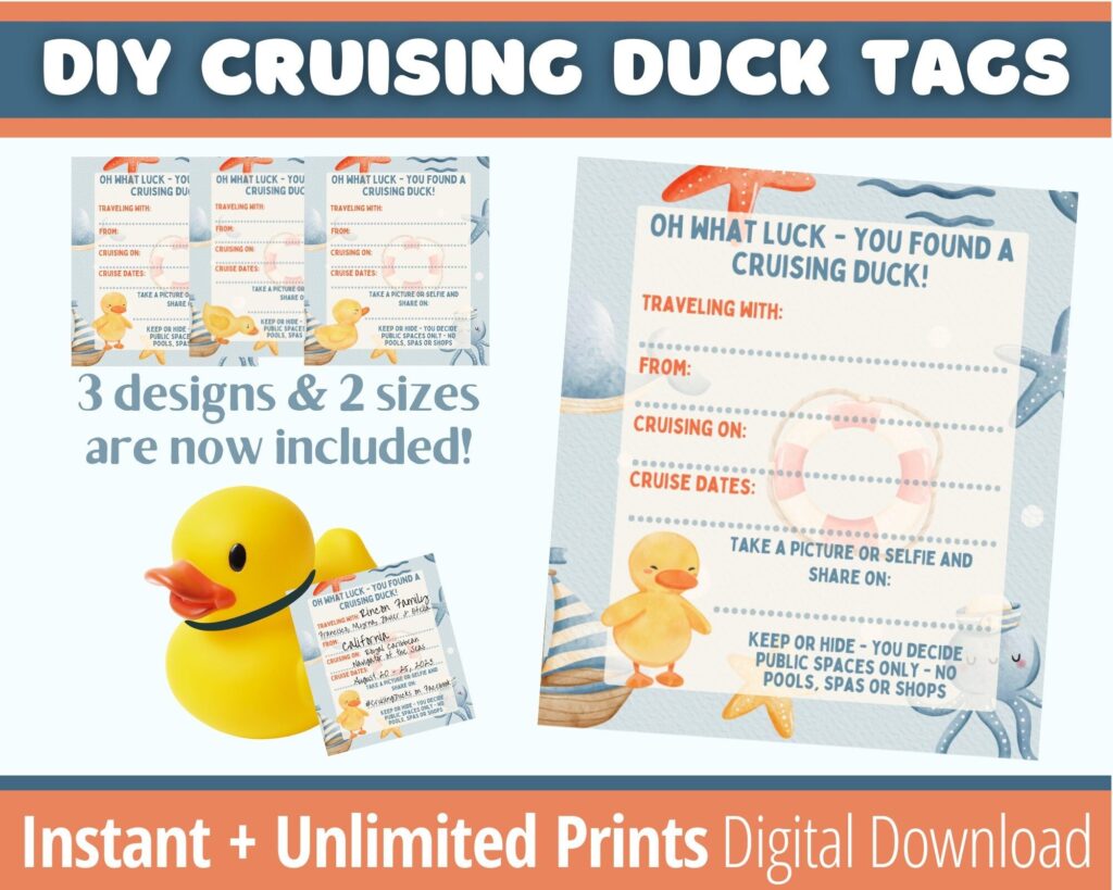 Cruising Ducks Tag Printable Digital Download Instant Cruise Etsy Printable Tags Standard Sheets Digital